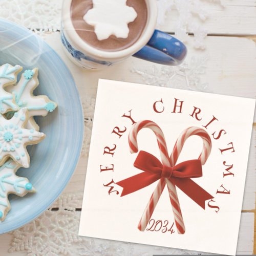 Merry Christmas Candy Canes Holiday Party Napkins