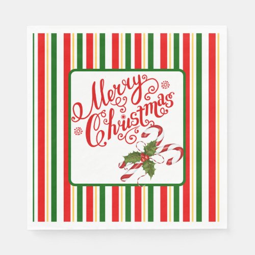 Merry Christmas Candy Canes Napkins