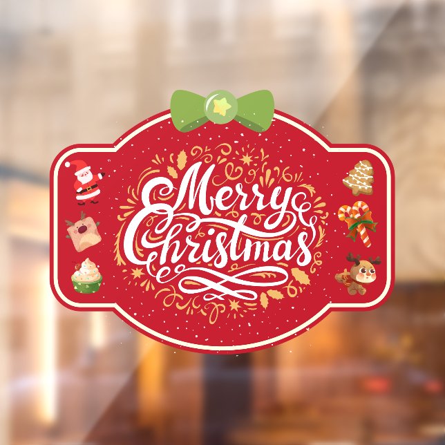 Merry Christmas Candy Gift Holiday Vibes Store  Window Cling (Sheet 2)