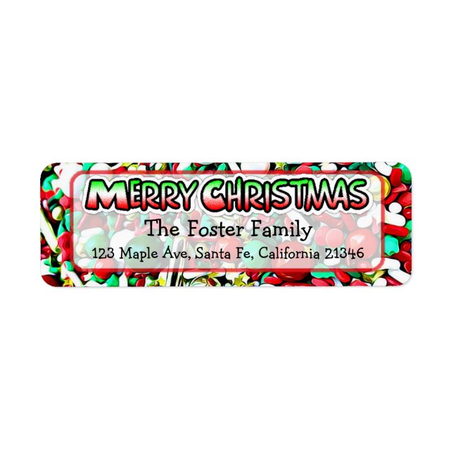 Merry Christmas Candy Sprinkles Whimsical Label (Front)