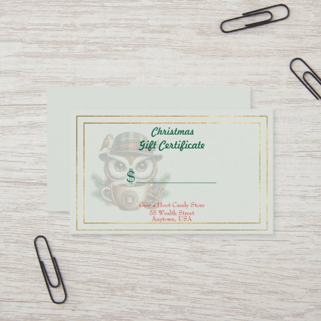 Merry Christmas Candy Store Gift Certificate (Front/Back In Situ)