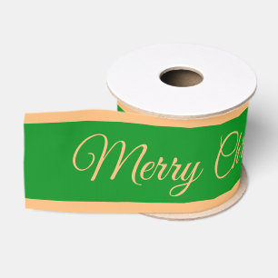 Merry Christmas & Candy Stripe Ribbon Green/Gold