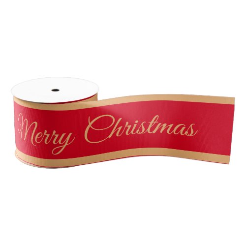 Merry Christmas  Candy Stripe Ribbon RedGold