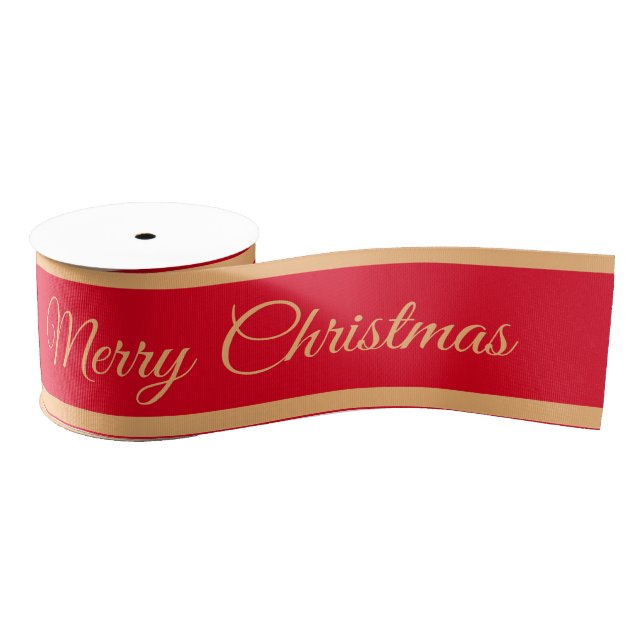 Merry Christmas & Candy Stripe Ribbon Red/Gold (Spool)