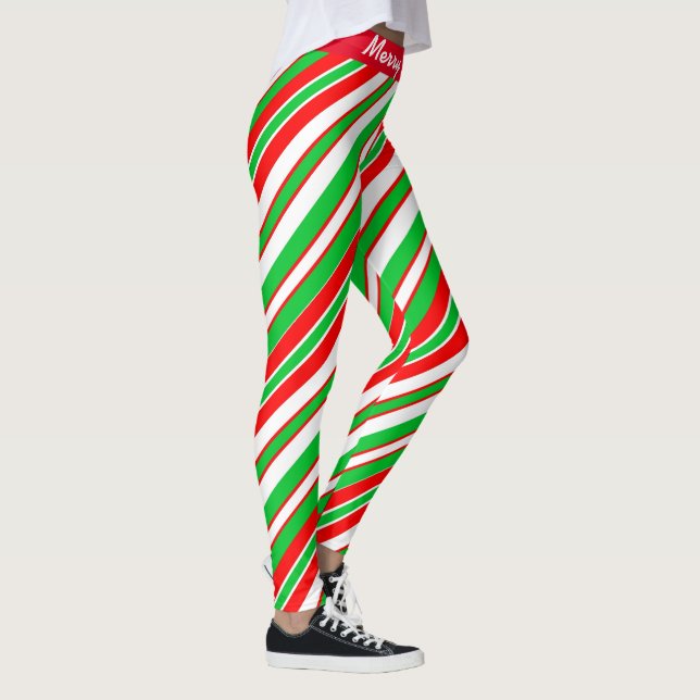Merry Christmas Candy Stripped Leggings (Right)