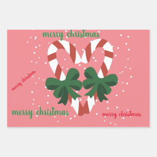 Merry Christmas Candycane Heart  Wrapping Paper Sheets