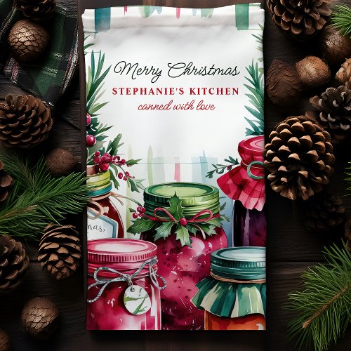 Merry Christmas Canned With Love Personalized Kitchen Towel