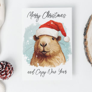 Merry Christmas Capybara Card