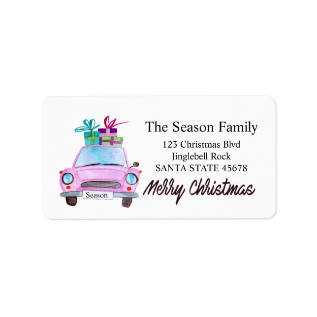 Merry Christmas Car and Christmas gifts Label (Front)