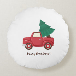 Merry Christmas car Round Pillow