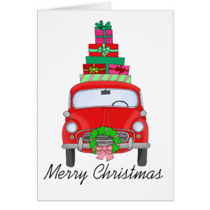 Merry Christmas Car with Gifts Cards