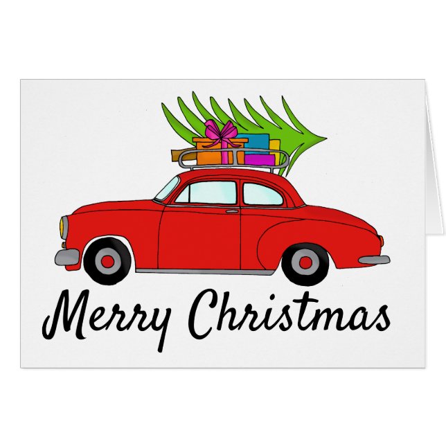 Merry Christmas Car with Gifts Cards (Front Horizontal)