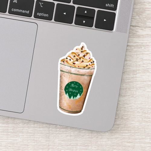 Merry Christmas Caramel Drizzled Latte Sticker