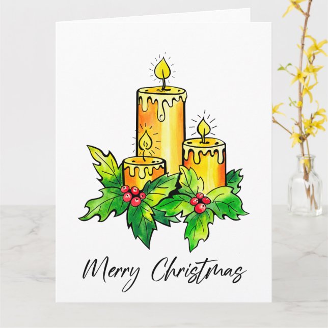 Merry Christmas Card (Yellow Flower)