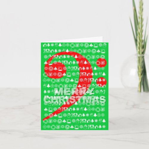 Merry Christmas Card Bass Clef Music Note Green