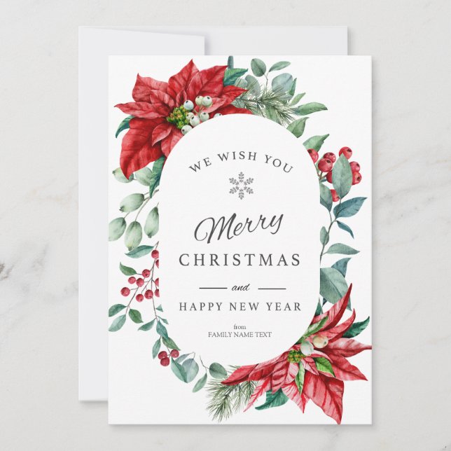 Merry Christmas Card Christmas poinsettia frame (Front)