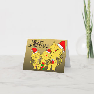 Merry Christmas Card Family Cat