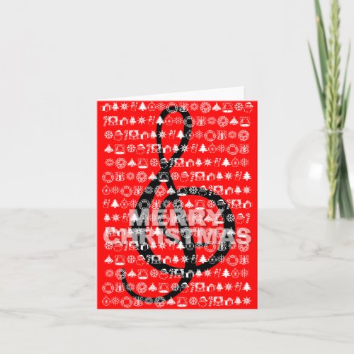 Merry Christmas Card G Clef Music Note Red