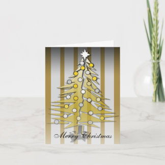 Merry Christmas Card Gold Christmas Tree