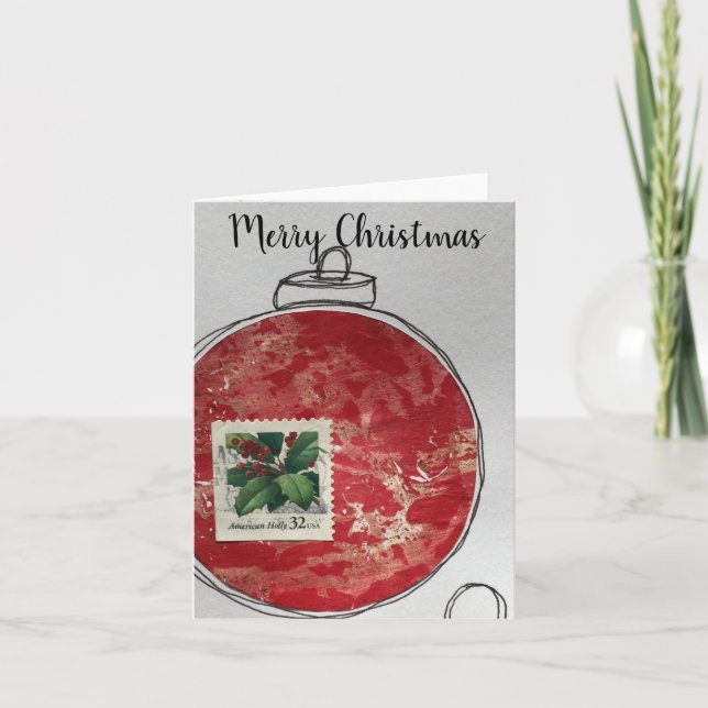 Merry Christmas Card - hand drawn ornament 2020-13 (Front)