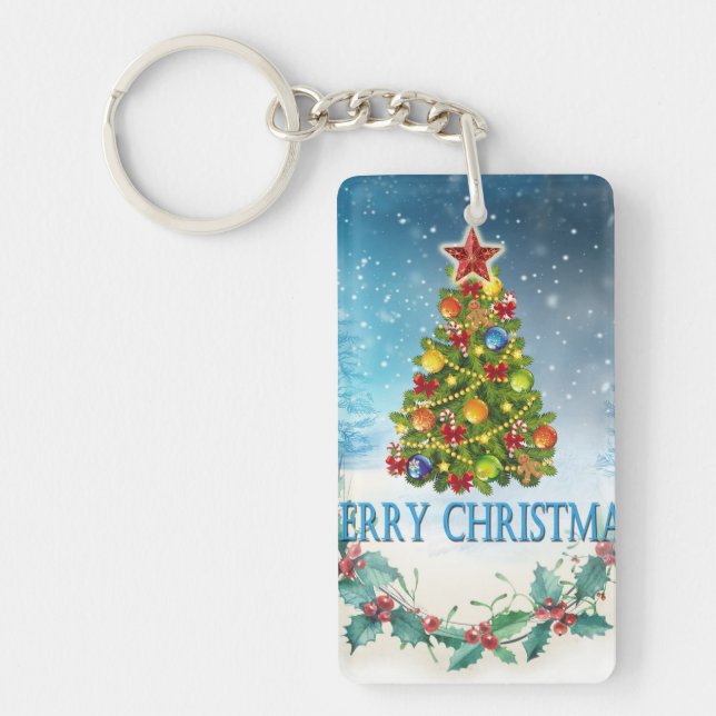 Merry Christmas card Keychain (Front)
