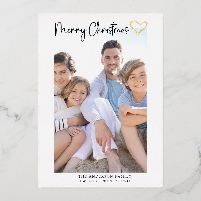 Merry Christmas Card | Modern Script Heart (Front)