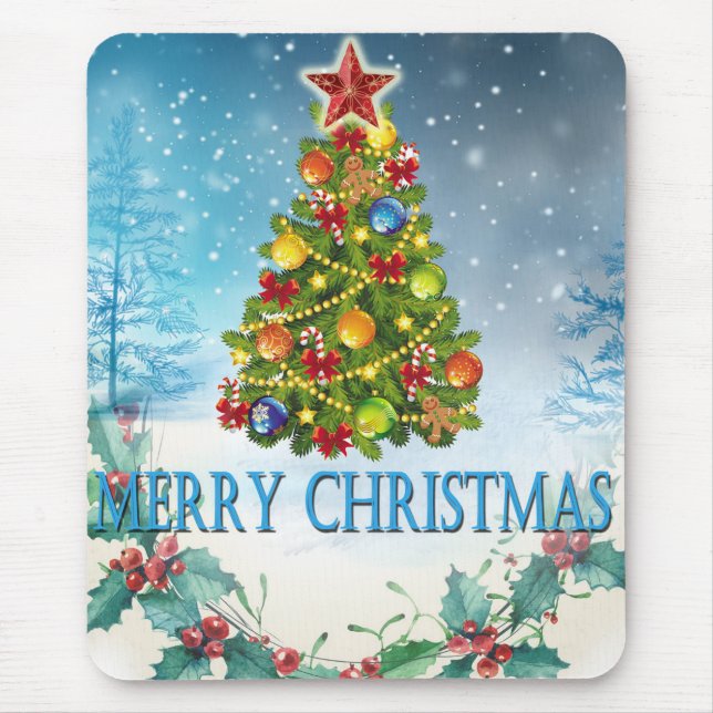 Merry Christmas card Mouse Pad (Front)