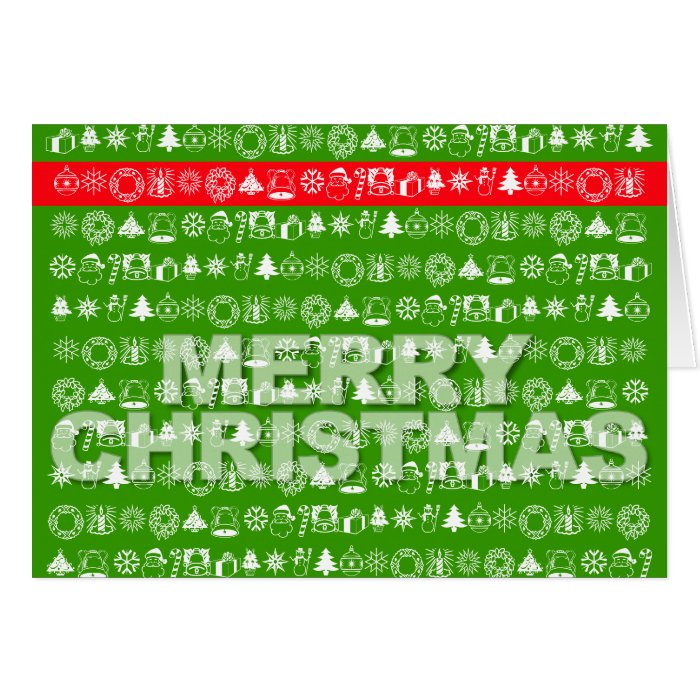 Merry Christmas Card Ornament Icon Green