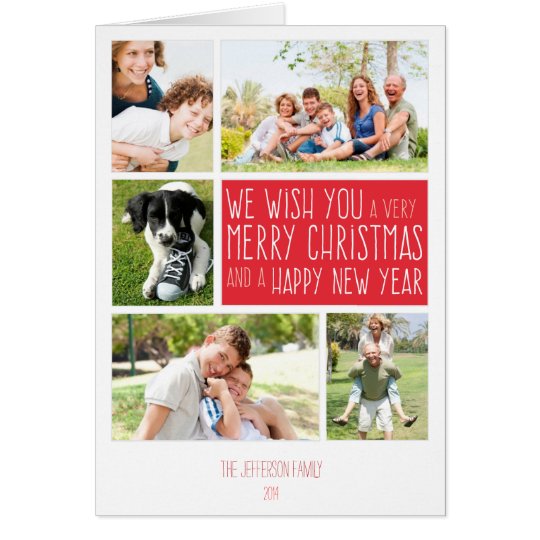 Merry Christmas card - photo collage template | Zazzle