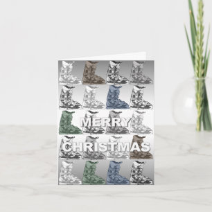 Merry Christmas Card Ski Boot Winter Sport Tall