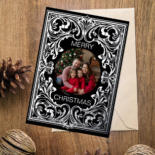 Merry Christmas Card Template Ornate Editable