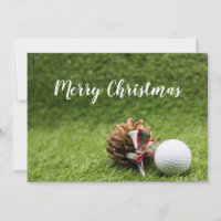 Merry Christmas card to golfer with golf ball