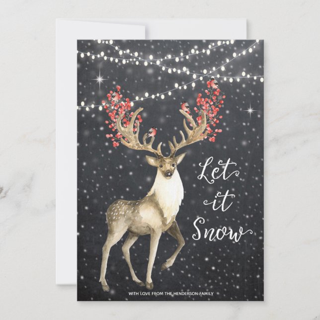 merry christmas card winter snow deer stag (Front)