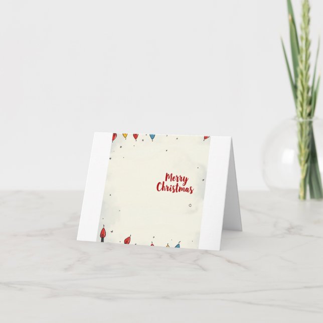 Merry Christmas Card with Festive String Lights (Front)