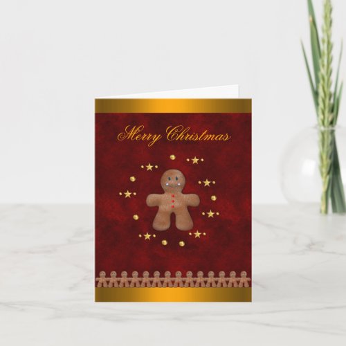 Merry Christmas Card with Gingerbread Men