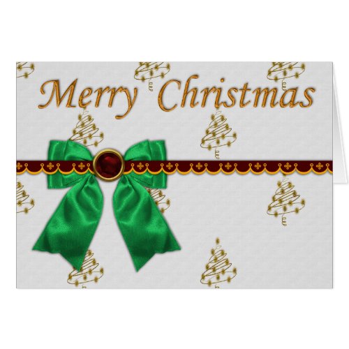 Merry Christmas Card with Green Bow