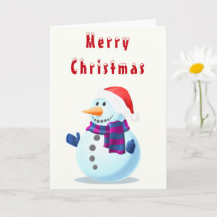 Merry Christmas Card with Happy Snowman
