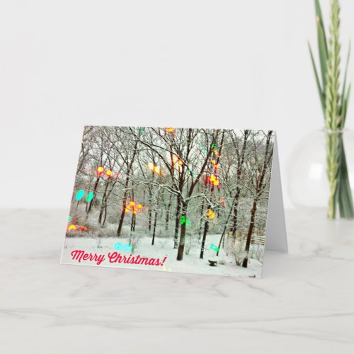 Merry Christmas Card with Snowy Scene