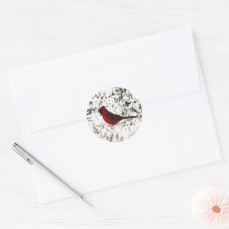 Merry Christmas Cardinal Classic Round Sticker