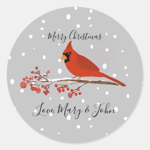 merry christmas Cardinal classic round sticker