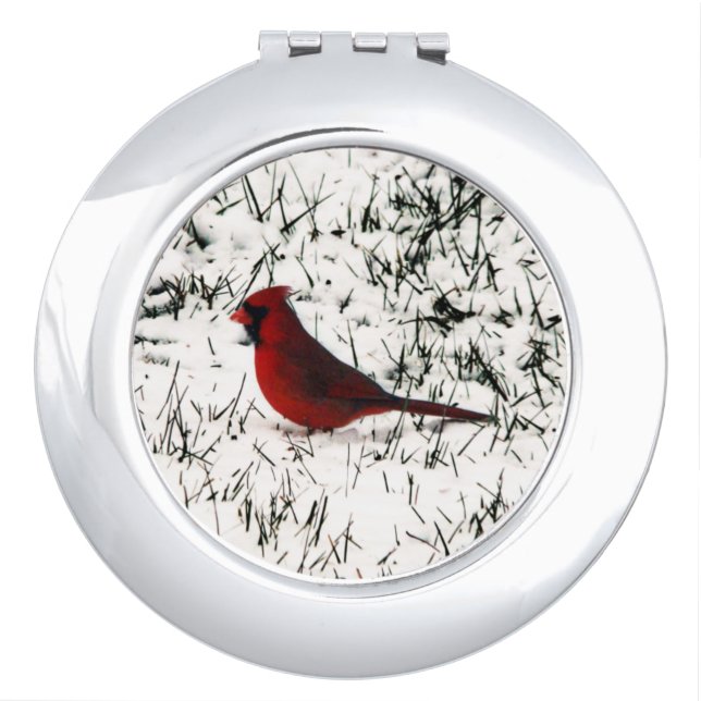 Merry Christmas Cardinal Compact Mirror (Front)