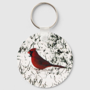 Merry Christmas Cardinal Keychain