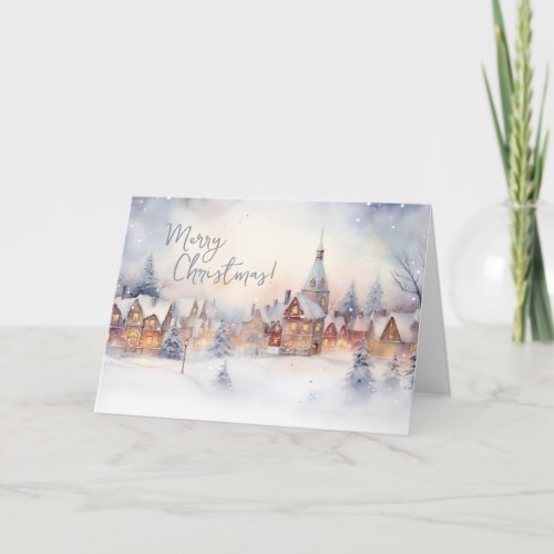 Merry Christmas Cards Winter Snow Landscape Holiday Card