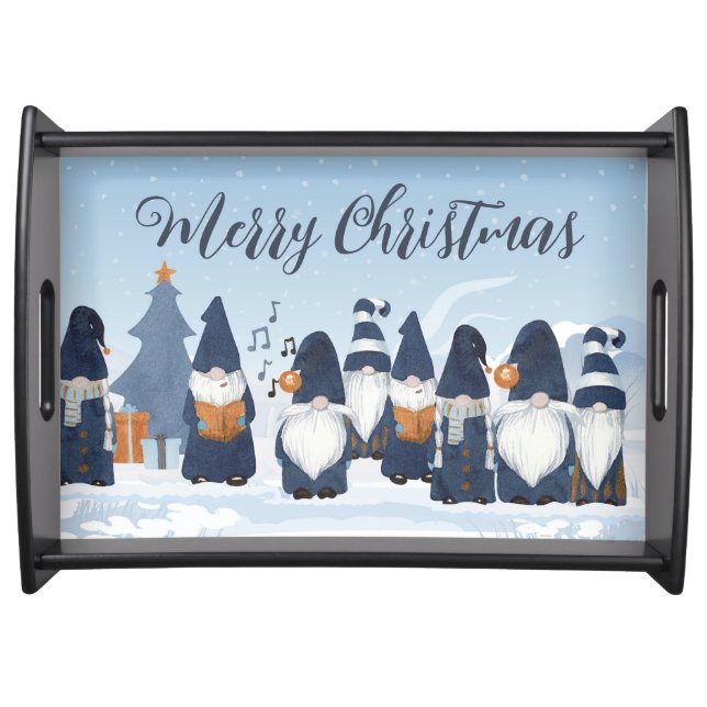 Merry Christmas Caroling Gnomes  Serving Tray (Front)