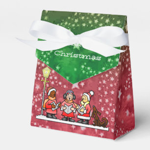 Merry Christmas Carols Red and Green Favor Box