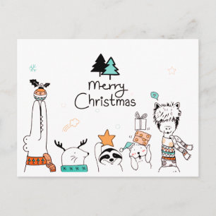Merry Christmas Cartoon Animals   Holidays Postcard