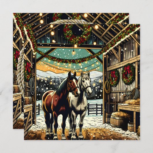 Merry Christmas Cartoon Horses Personalized (Front/Back)