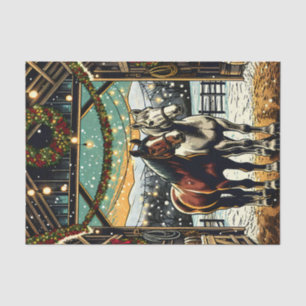 Merry Christmas Cartoon Horses Tissue Paper