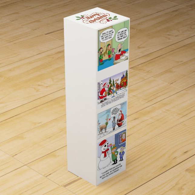 Merry Christmas Cartoon Humor Wine Gift Box (Front)