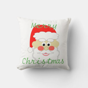 merry christmas cartoon red santa clause throw pillow